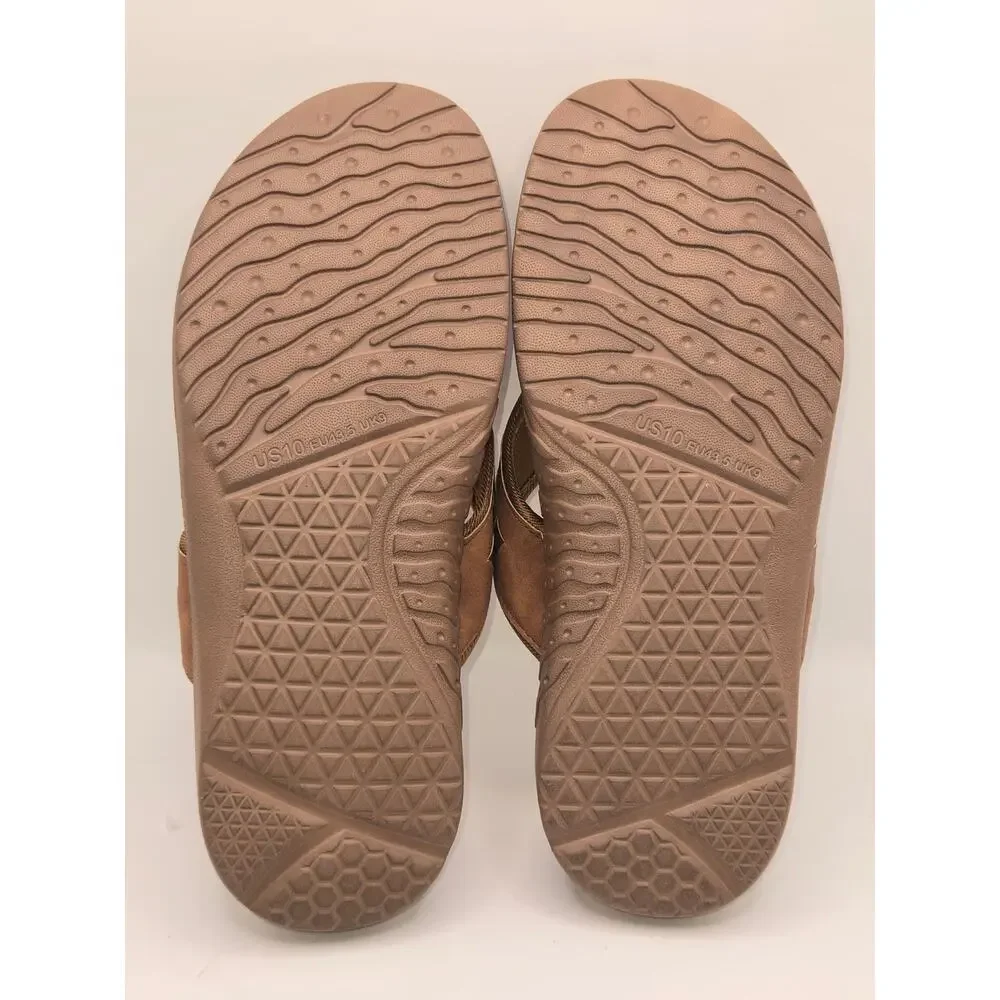 KuaiLu Men's Flip Flop Sandals Brown Comfort Arch Support US 10 EU 43.5 NEW